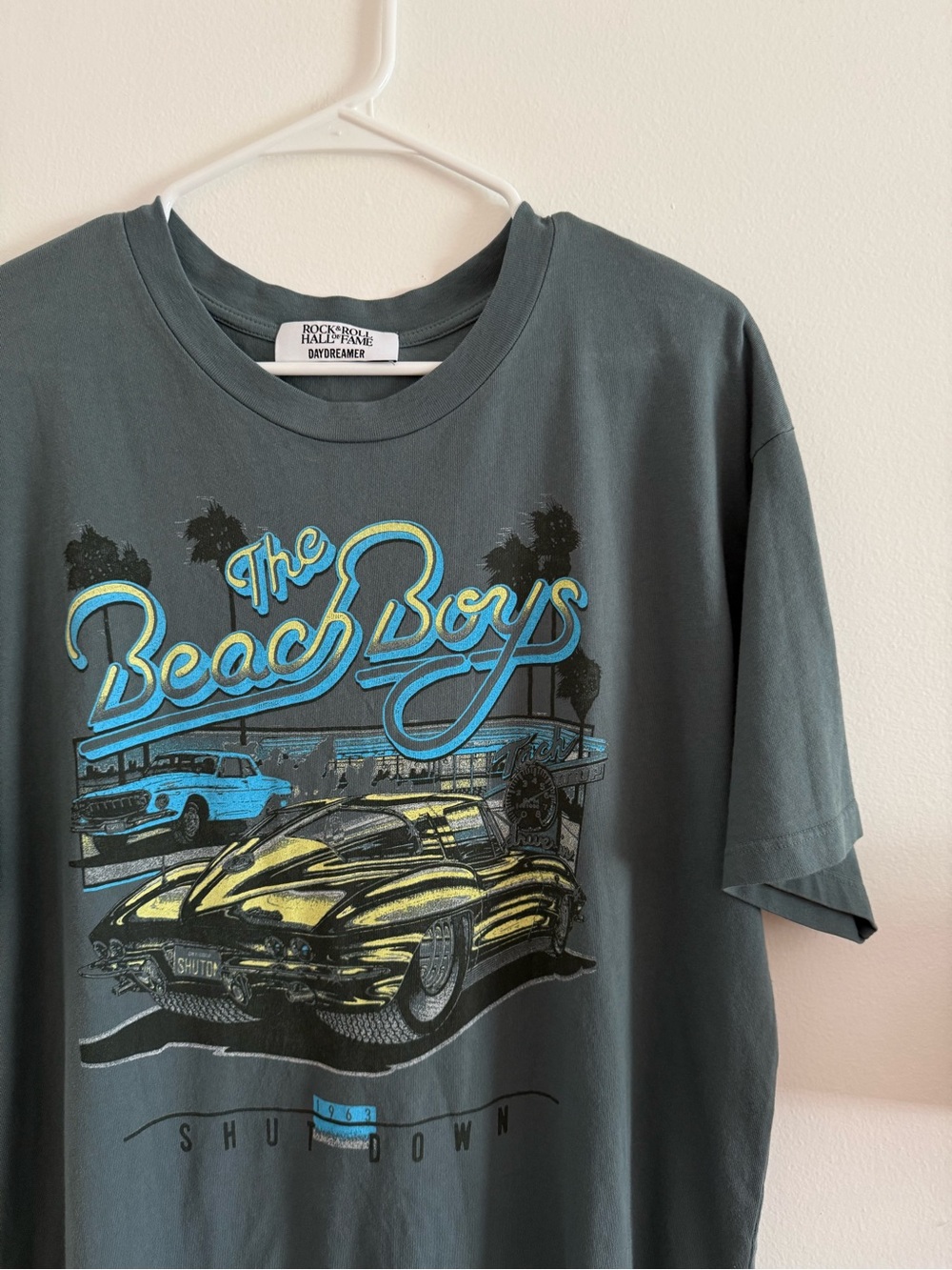 Daydreamer Charcoal Graphic Tee with Blue & Yellow Print
